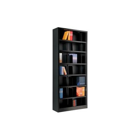 GLOBAL EQUIPMENT Interion® All Steel Bookcase 36" W x 12" D x 84" H Black 7 Openings 277442BK